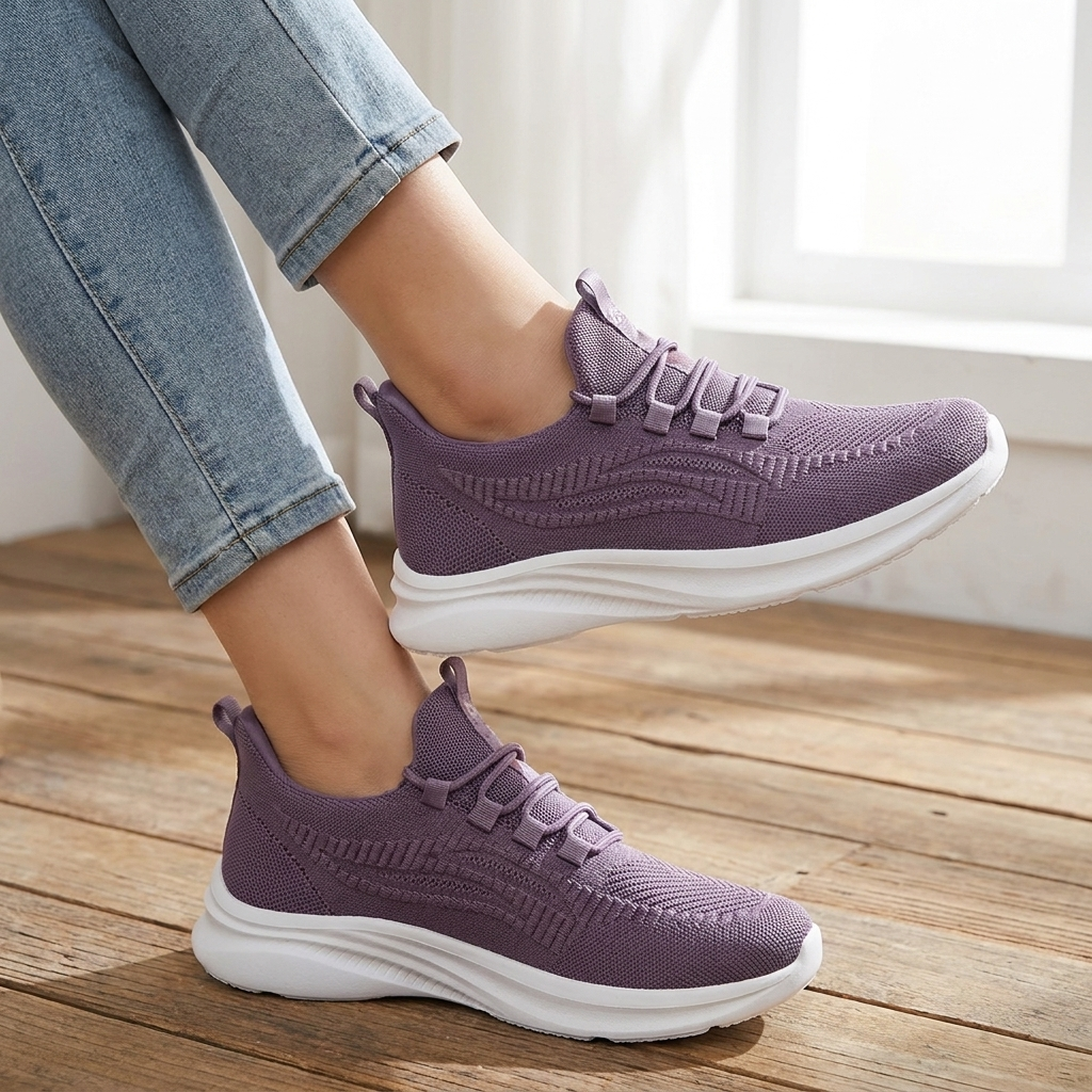 Hands-Free Cozy Knit Walking Shoes — Stretch Comfort for Bunions, Swollen Feet & Sensitive Soles. No Bending. No Slippin