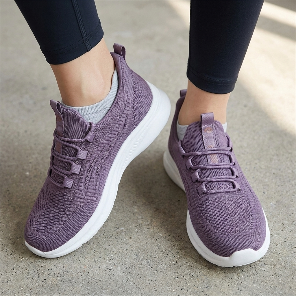 Hands-Free Cozy Knit Walking Shoes — Stretch Comfort for Bunions, Swollen Feet & Sensitive Soles. No Bending. No Slippin